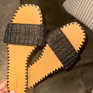 Black With Silver Hint Sandals